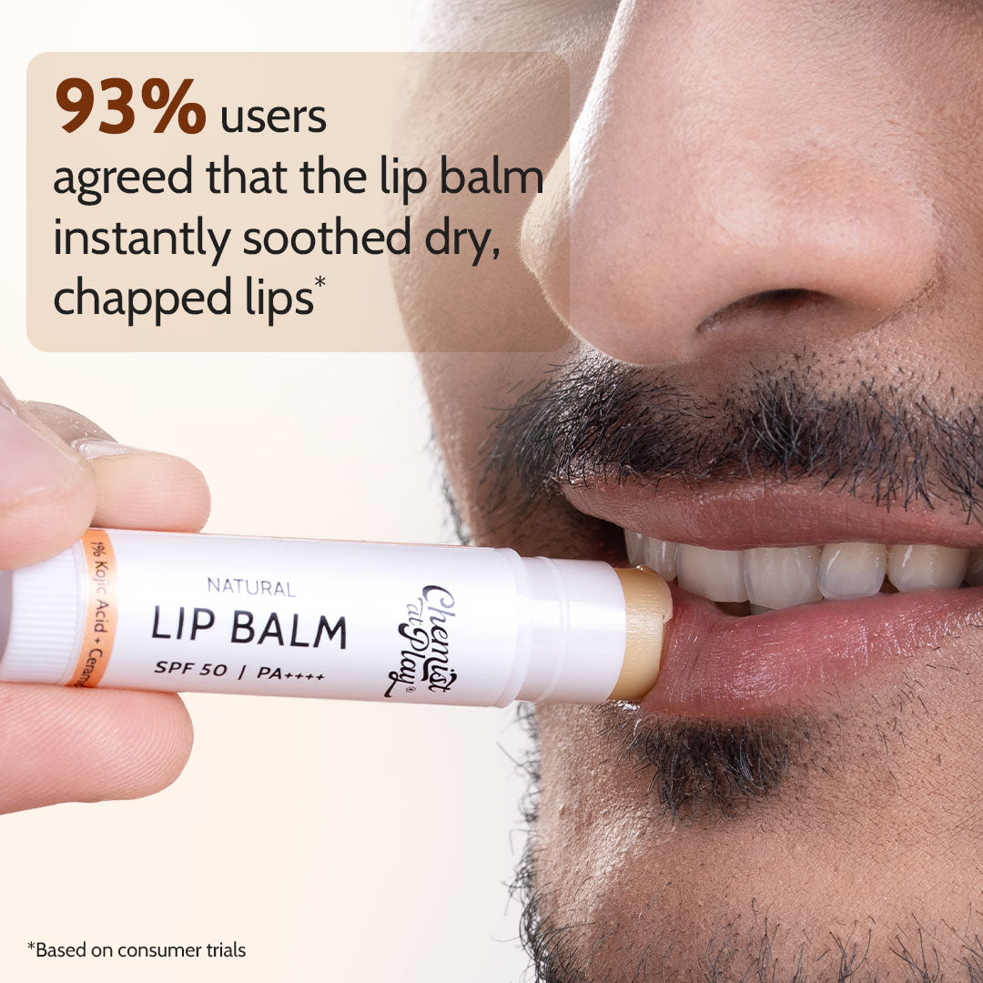 Natural Lip Balm for Chapped & Pigmented Lips | SPF 50 PA++++ & Kojic Acid | 4.5 gm