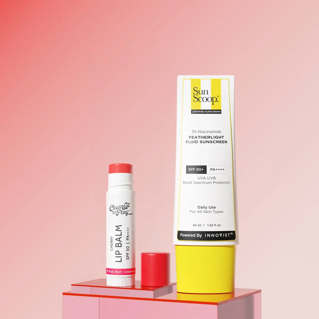 Tinted Glow Protection (Cherry Lip Balm - 4.5 gm | 3% Niacinamide Sunscreen - 45 ml)
