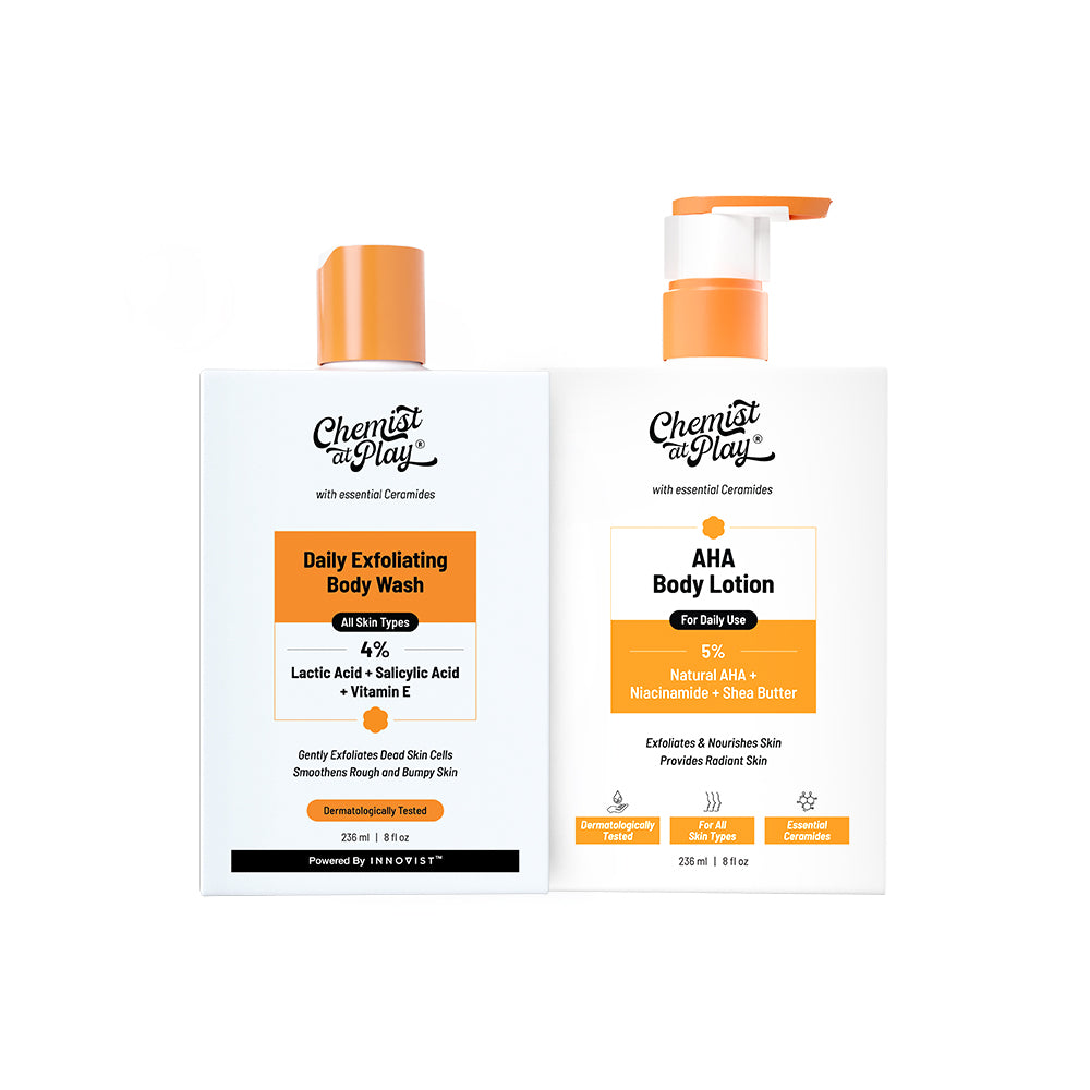 Detan Body Combo (Exfoliating Body Wash - 236 ml + AHA Body Lotion - 236 ml)