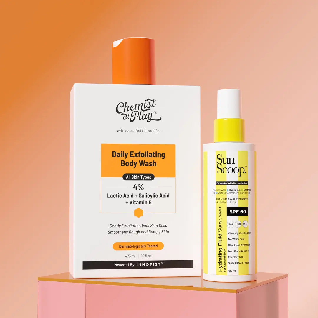 Exfoliating Body Wash (473 ml) + Hydrating Fluid Sunscreen (125 ml) Combo
