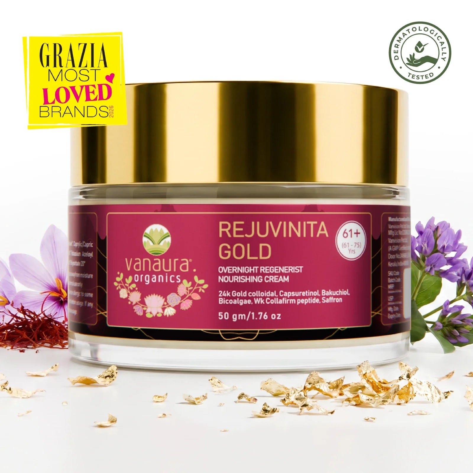 Rejuvinita gold 61+ (for 61 -75 yrs)-Overnight Regenerist Nourishing Cream- 50g