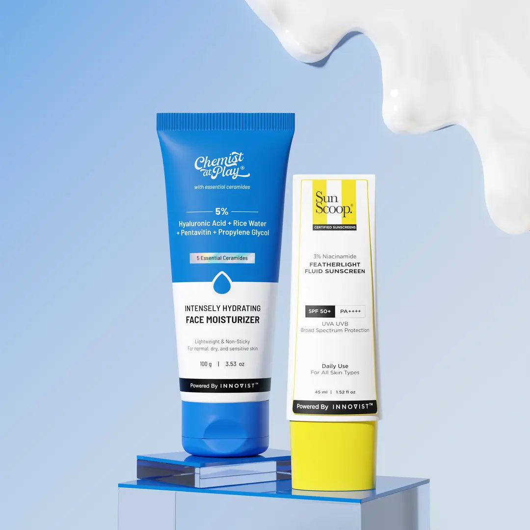 Hydrating Moisturizer (100 gm) + 3% Niacinamide Featherlight Fluid Sunscreen (45 ml) Combo
