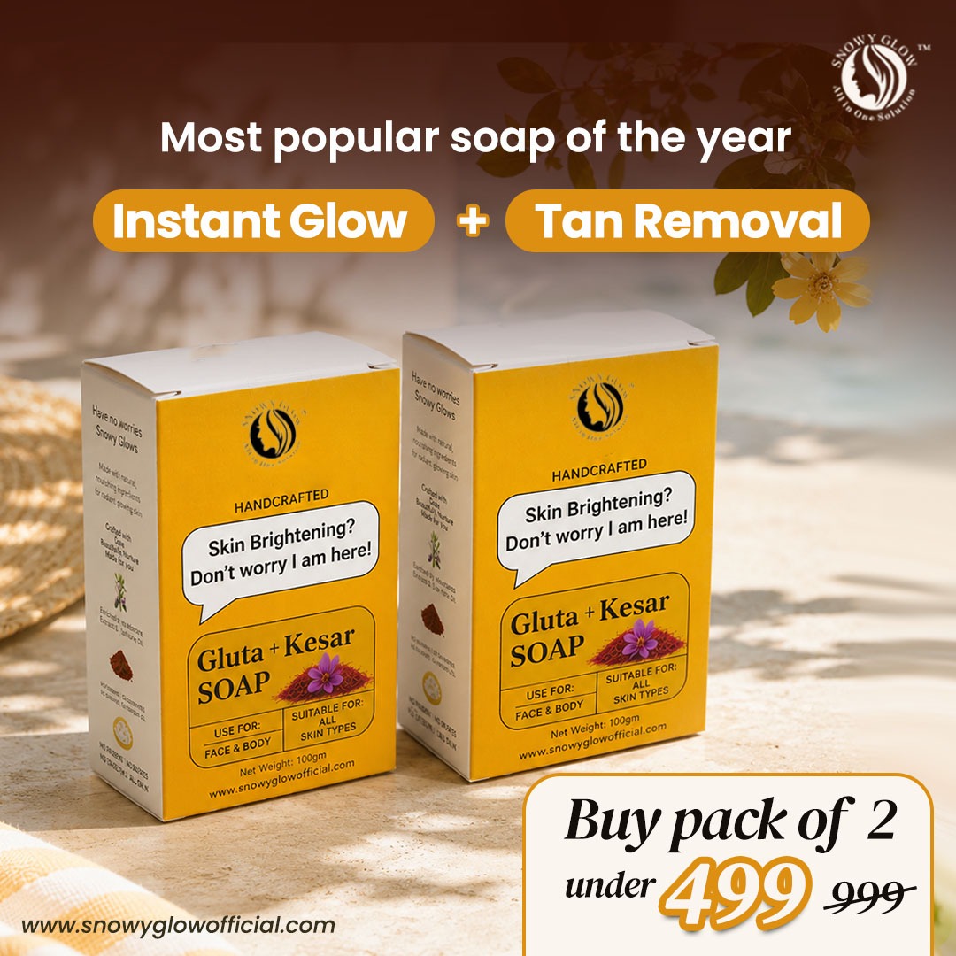 Gluta + Kesar Soap(Pack of 2) | Brightening Instant Glow + Tan Removal Soap