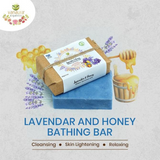 Lavender And Honey Bathing Bar - (Cleansing, Skin Lightening, Relaxing) - Natural Handcrafted Bar (125g)