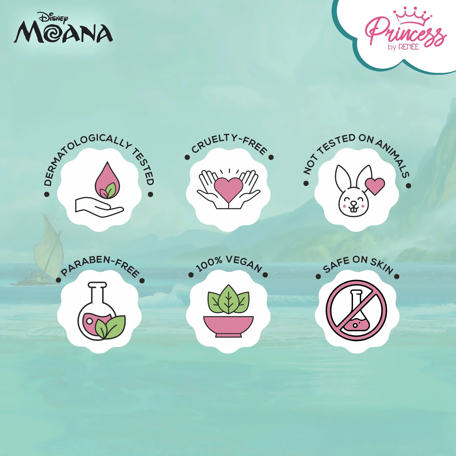 Disney Moana Stick-On Nails, Pack of 24 for Kids & Preteens by Princess by RENEE