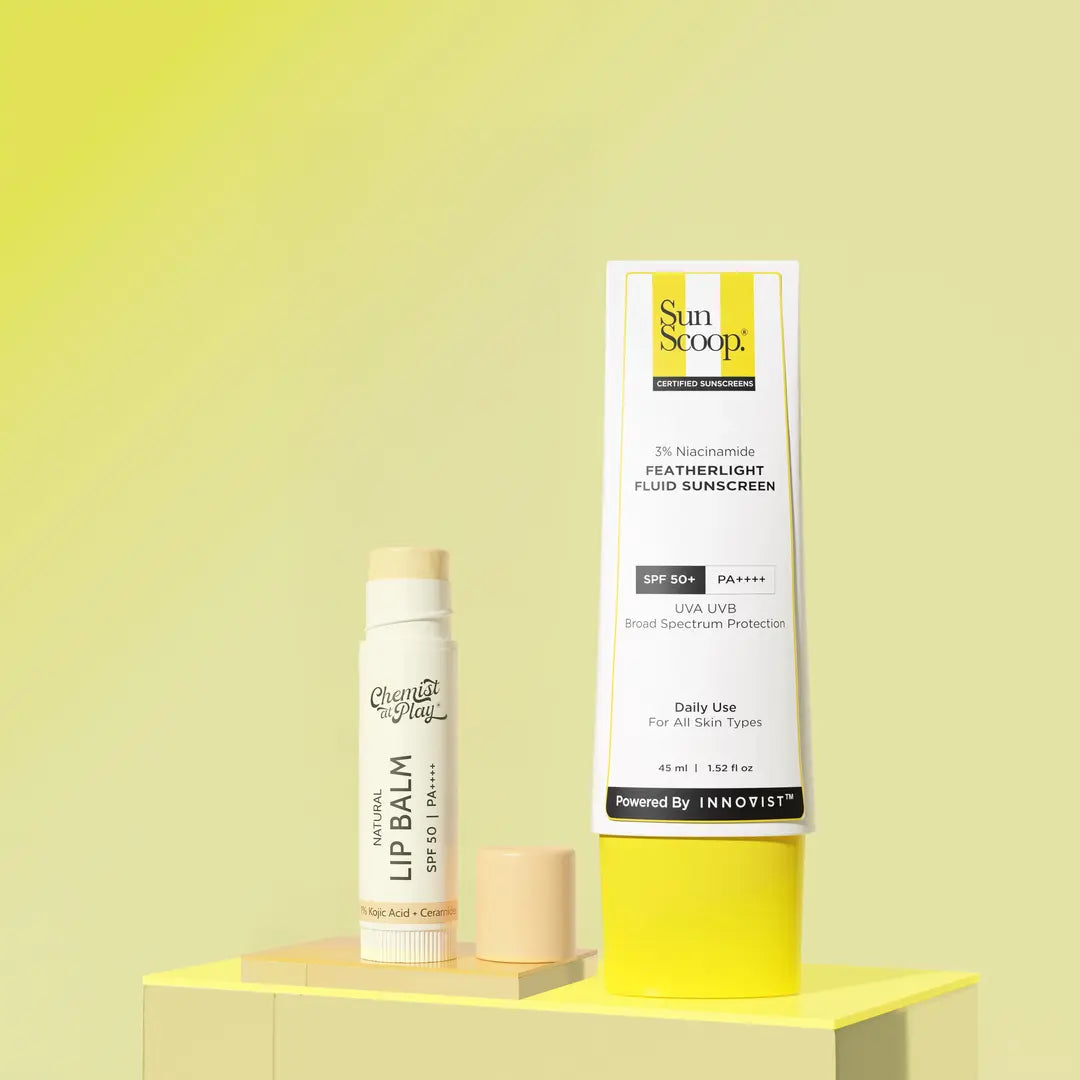 SPF Power Pair (Natural Lip Balm - 4.5 gm | 3% Niacinamide Sunscreen - 45 ml)