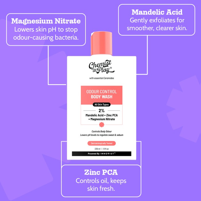 2% Mandelic Acid Odour Control Body Wash for Long Lasting Freshness - 236 ml
