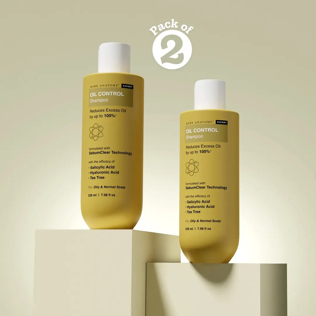 Oil Control Shampoo with Salicylic Acid, Hyaluronic Acid & Tea Tree for Oily Scalp - 236 ml | Pack of 2