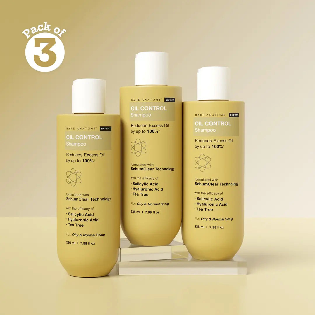 Oil Control Shampoo with Salicylic Acid, Hyaluronic Acid & Tea Tree for Oily Scalp - 236 ml | Pack of 3