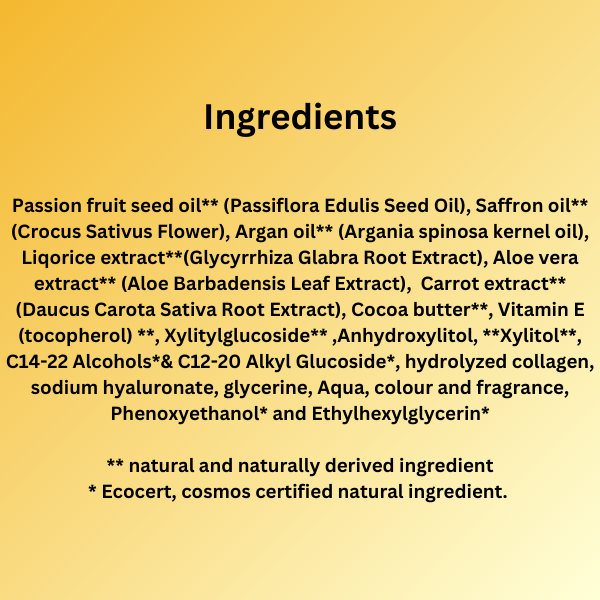 Passion Fruit and Saffron Skin Repairing Rich Moisturizing Body Milk Cream Lotion 200 ML