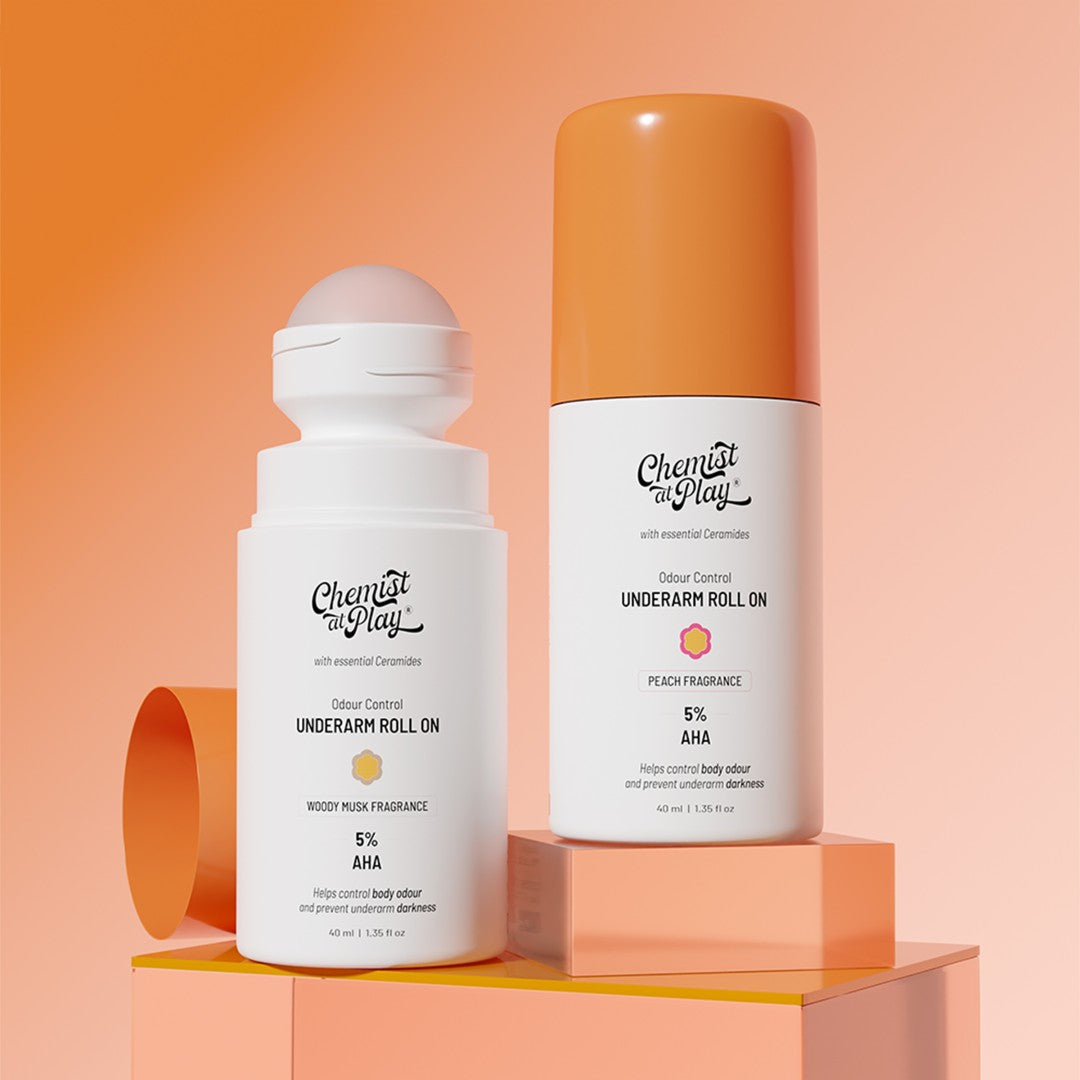 Underarm Roll On for Odour Control & Pigmentation - Peach & Woody Musk - 40 ml| Pack of 2