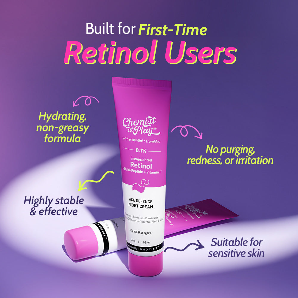0.1% Retinol Night Cream for Fine Lines & Wrinkles - 30 gm