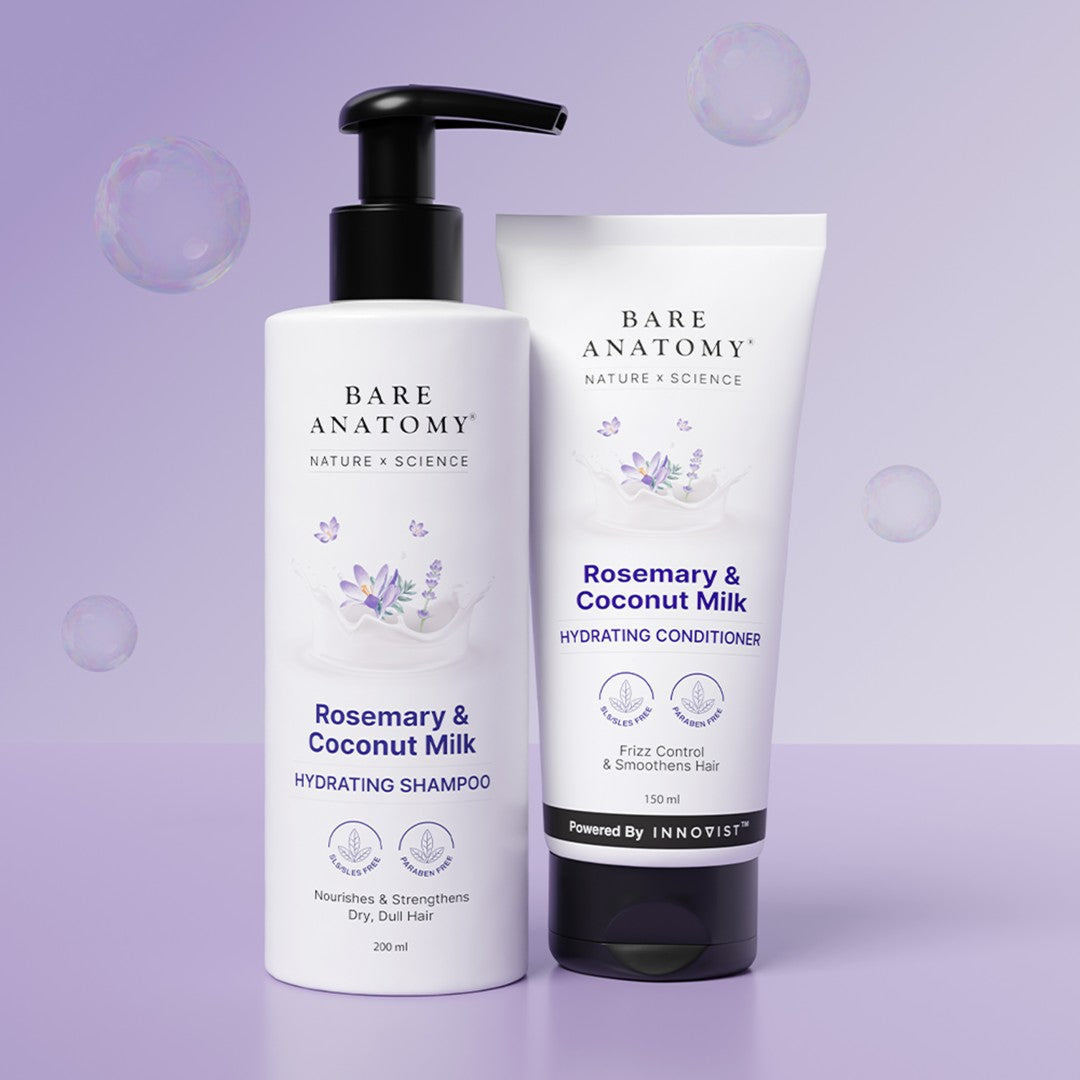 Rosemary & Coconut Milk Hydrating Shampoo (200 ml) & Conditioner (150 ml) Combo for Frizzy Hair