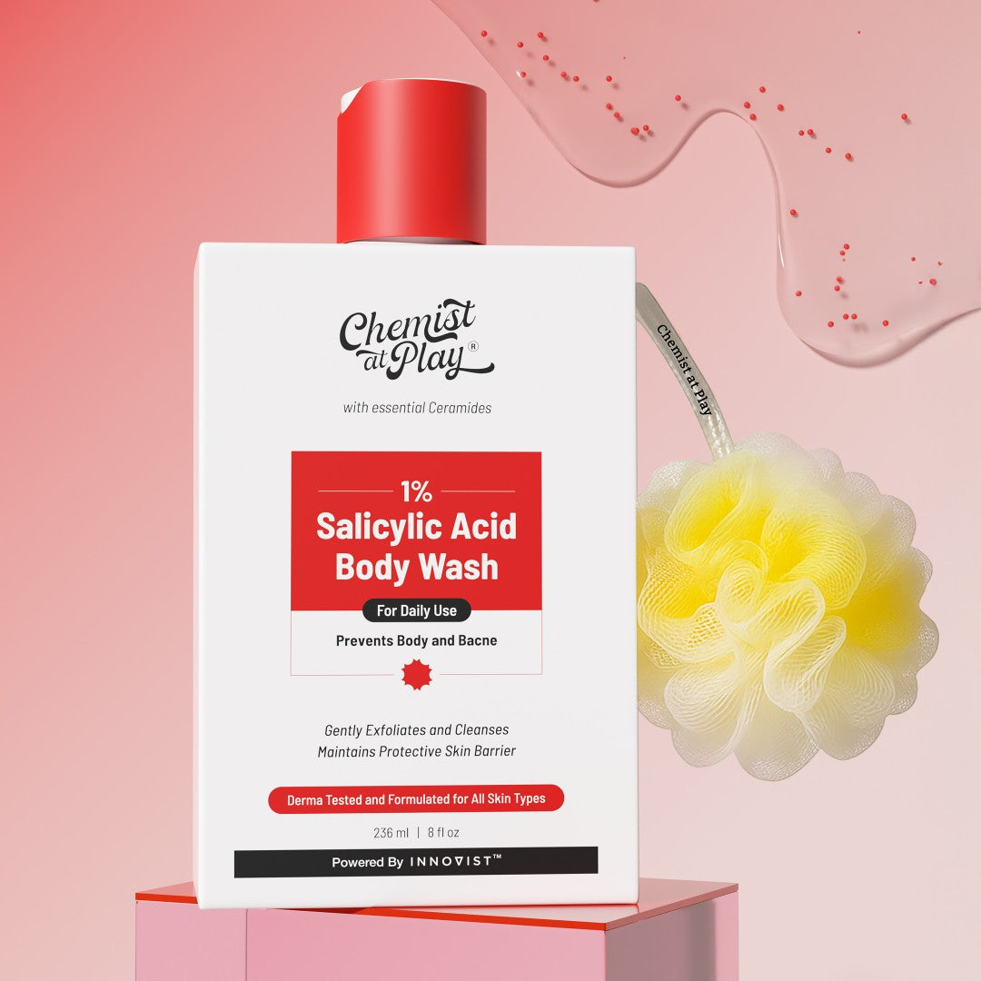 1% Salicylic Acid Body Wash for Acne Control (236 ml) with Loofah