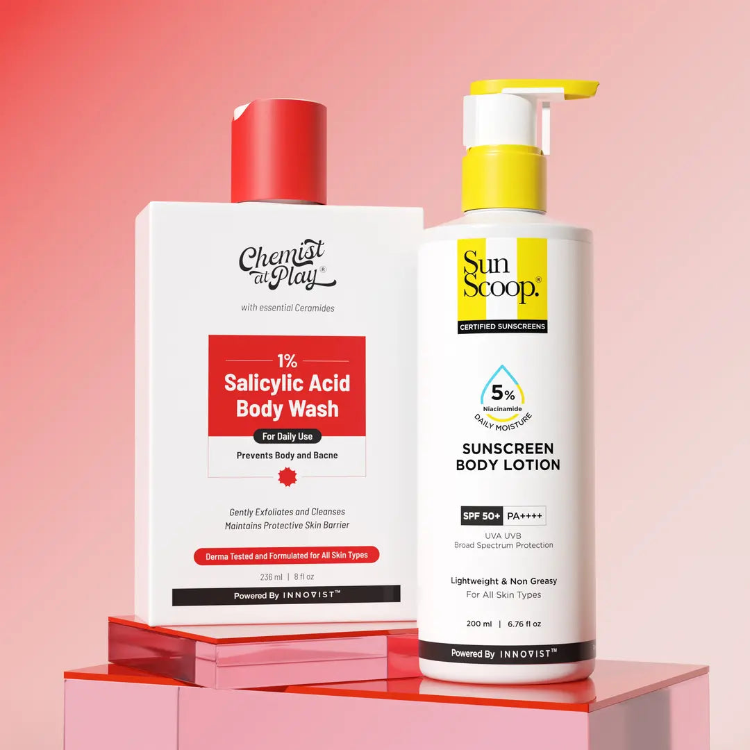 1% Salicylic Acid Body Wash (236 ml) + 5% Niacinamide Sunscreen Body Lotion (45 ml) Combo