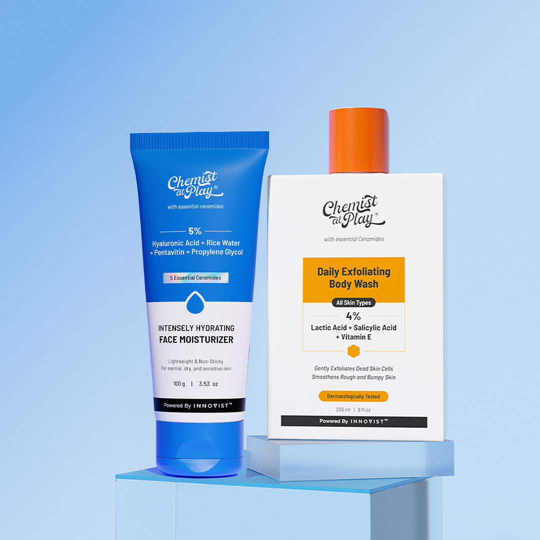 The Skin Reset Duo (Intensely Hydrating Gel Moisturizer - 100 gm | Exfoliating Body Wash - 236 ml)