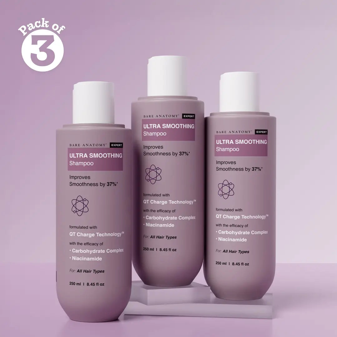 Ultra Smoothing Shampoo with Niacinamide & Aloe Vera Extract for Dry & Frizzy Hair - 250 ml | Pack of 3