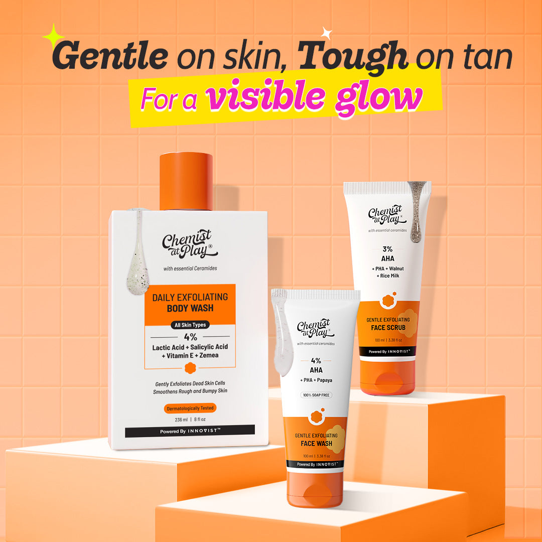 Daily Exfoliating Bestsellers (Gentle Exfoliating Face Scrub - 100 ml | Daily Exfoliating Body Wash - 236 ml | Gentle Exfoliating Face Wash - 100 ml)