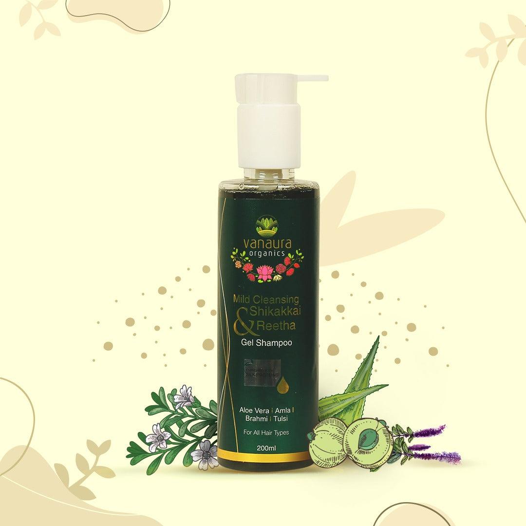 Natural Organic Shikakkai & Reetha,Mild Cleansing gel shampoo-200 ml
