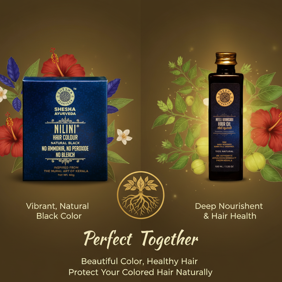 All-in-One Hair Care Duo - Nilini Natural Black Hair Color + Neeli Bringadi Hair Growth Oil