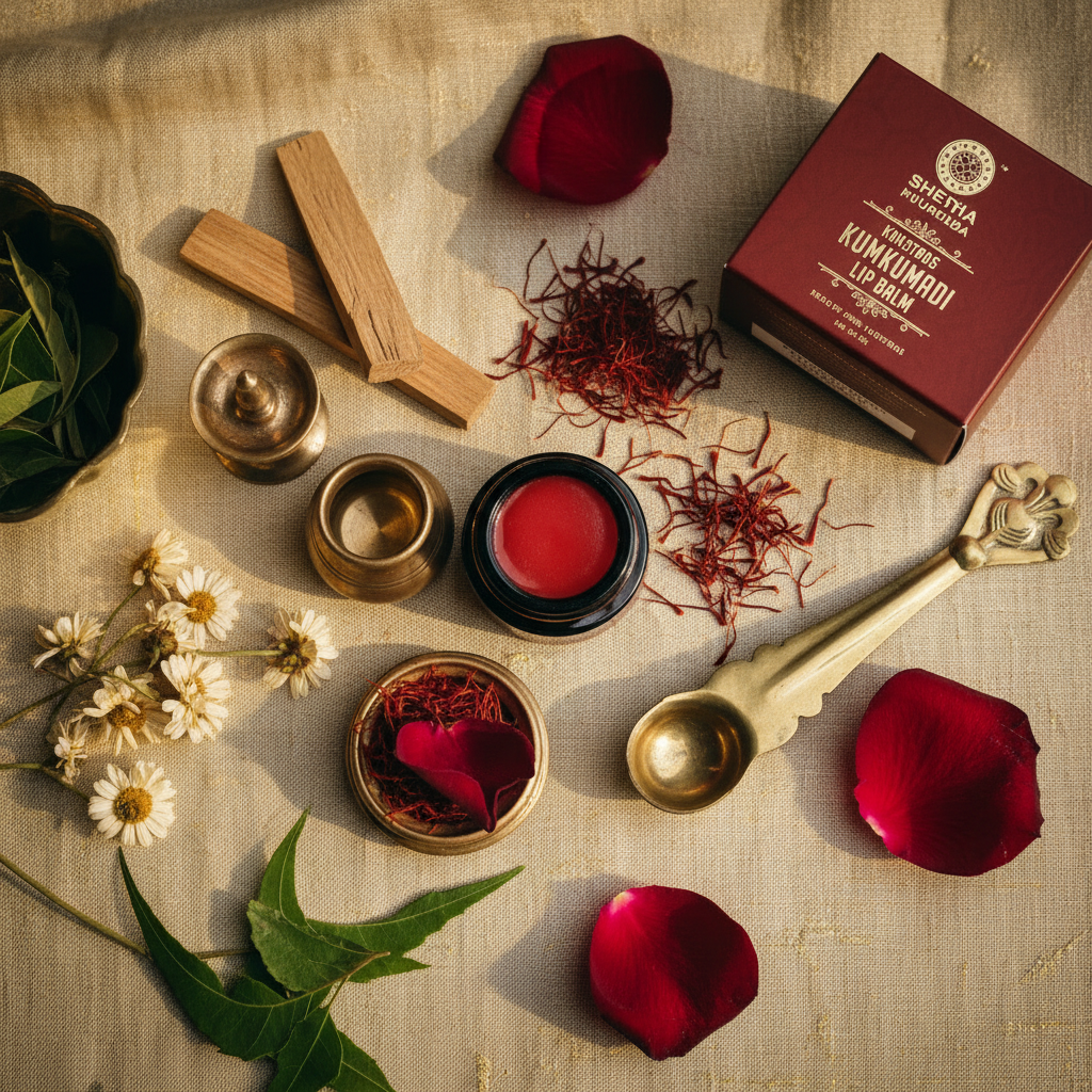 Kumkumadi Lip Balm - Lightens Dark Lips, Heals & Moisturizes | Ayurvedic Lip Treatment 5G