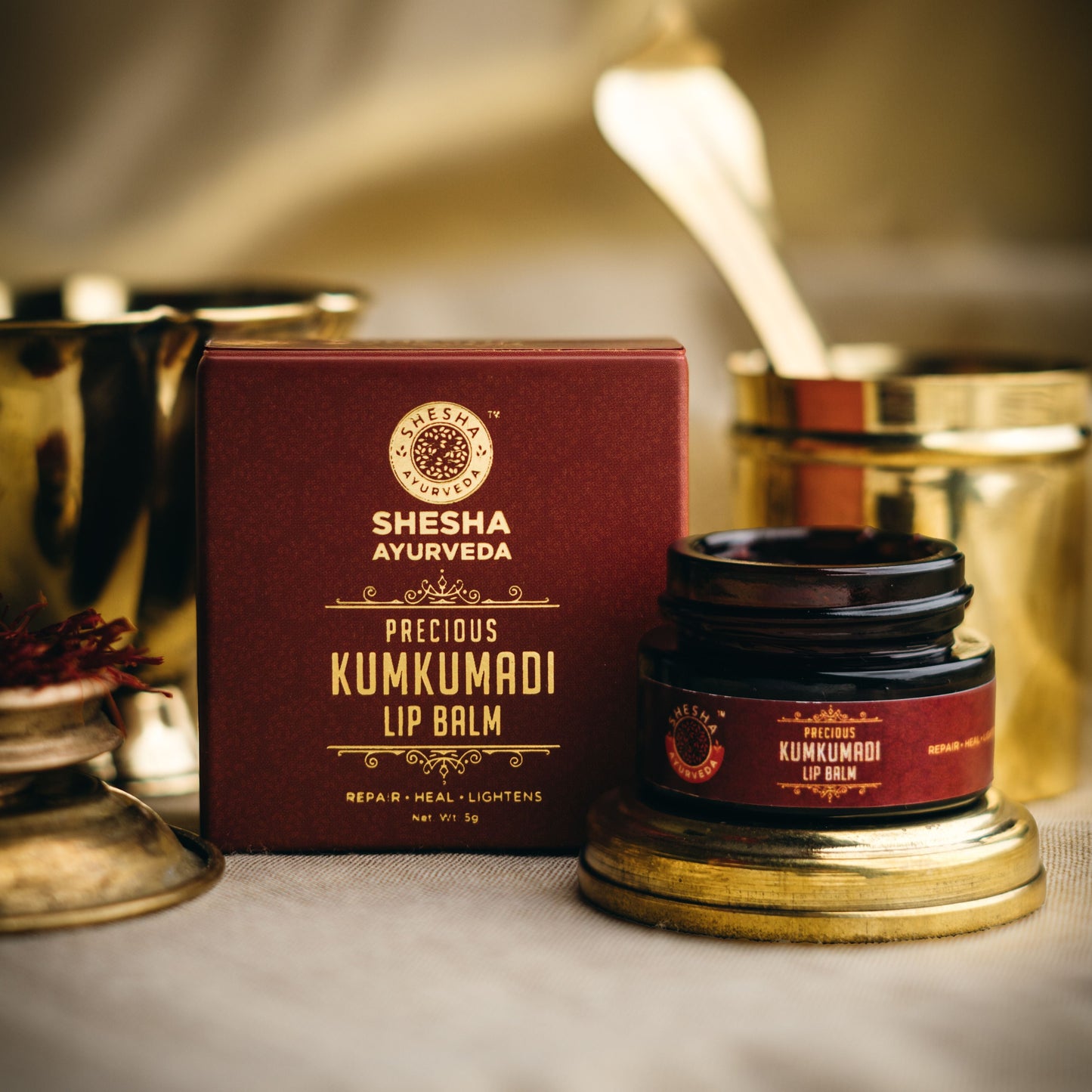 Kumkumadi Lip Balm - Lightens Dark Lips, Heals & Moisturizes | Ayurvedic Lip Treatment 5G