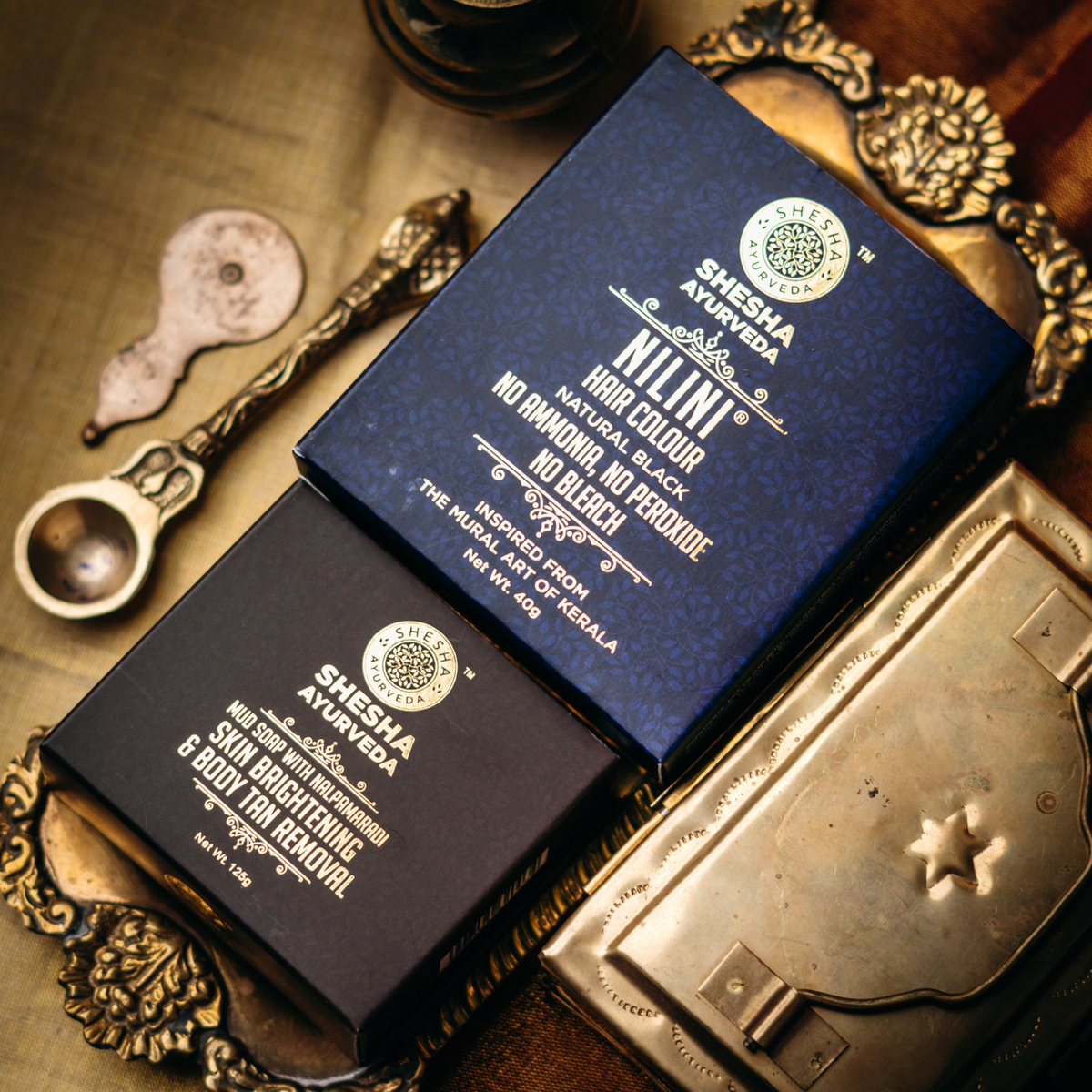 Soap & Hair Color combo (2 items) -Mud with Nalpamaradi Soap 125G + Nilini Natural Black Hair Color 40G