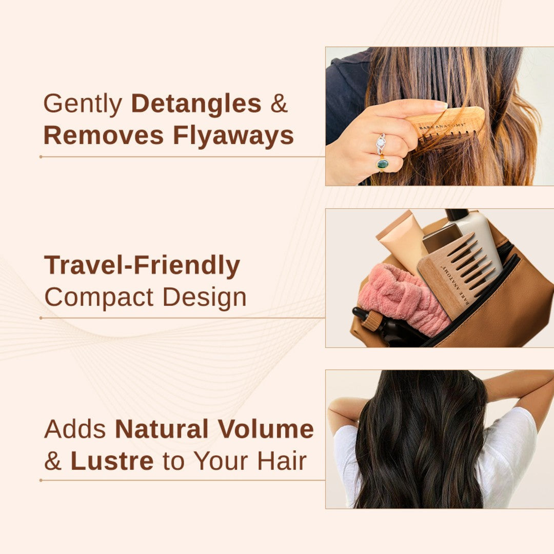 Bare Anatomy Wide Tooth Wooden Hair Comb